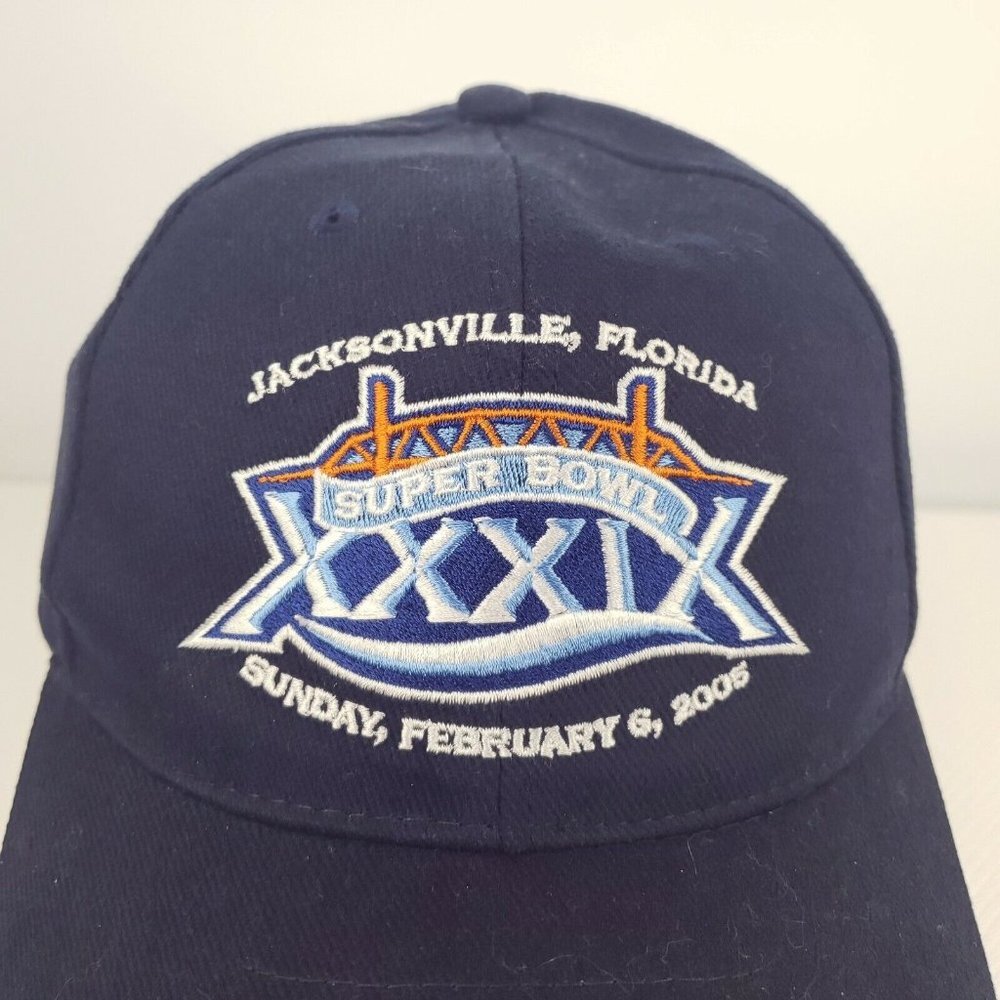 2005 SUPERBOWL XXXIX Patriots Eagles Blue Adjustable Cap Hat Jacksonville